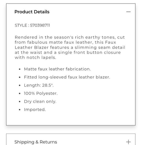 CHICO'S FAUX LEATHER BLAZER IN CAMEL, SZ 3/XL - Picture 15 of 16